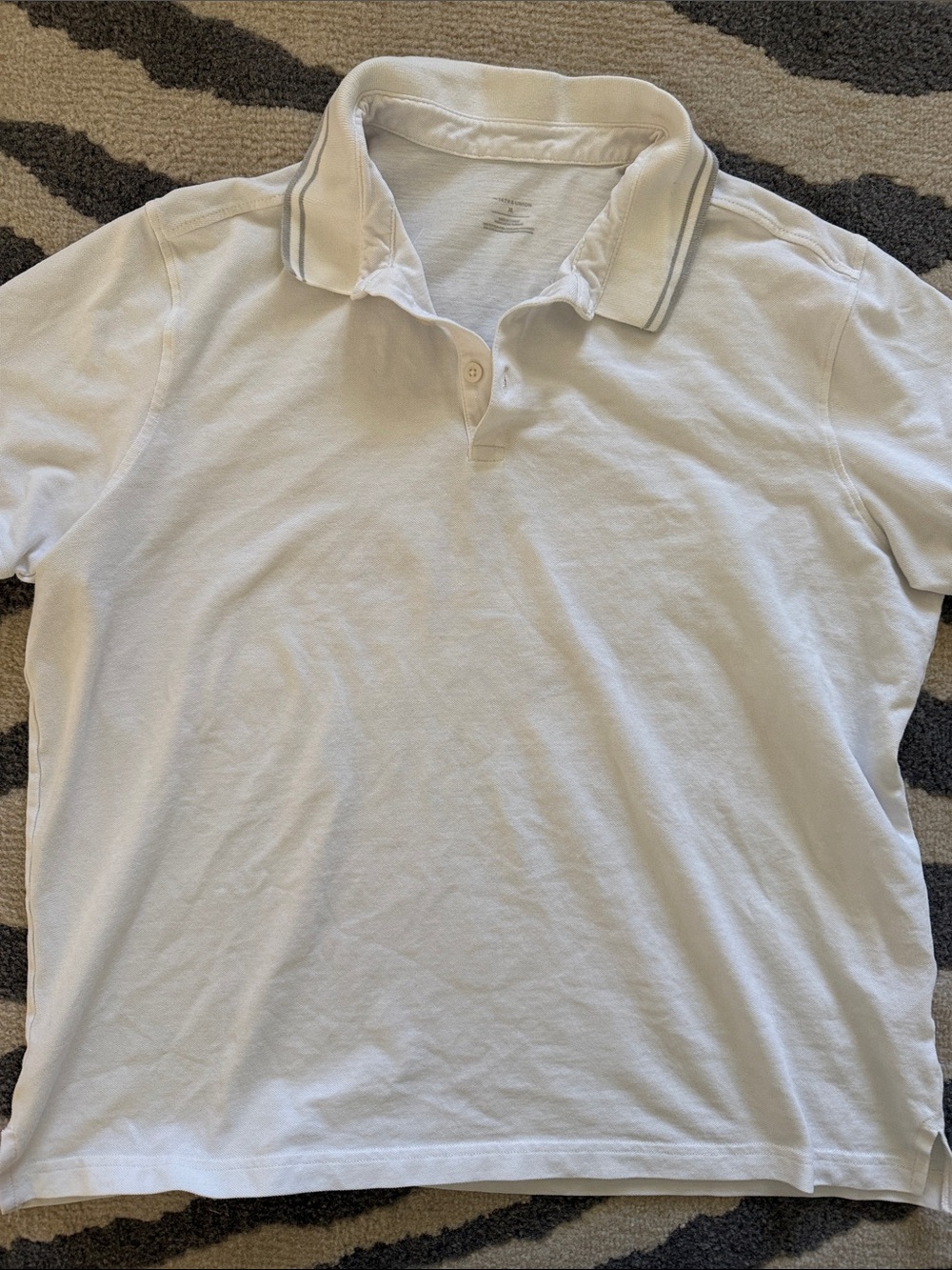 14th & Union White Polo with Gray Collar Trim